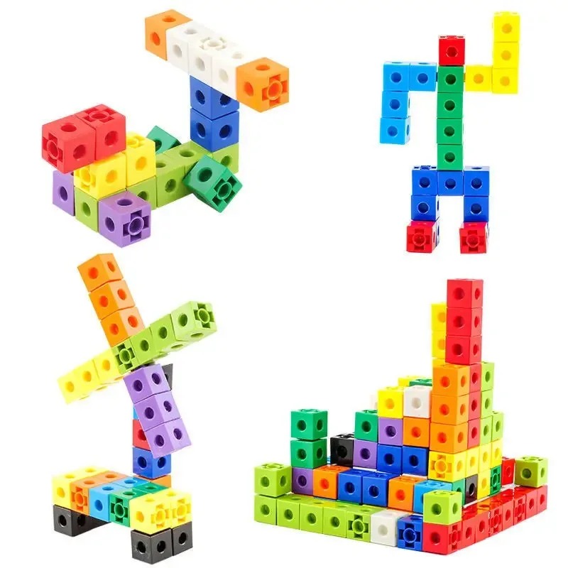 Fire Starter Cube - 100個セット リンキングキューブ 数学教材 子供用学習カウントブロック モンテッソーリ教育 脳開発おもちゃ