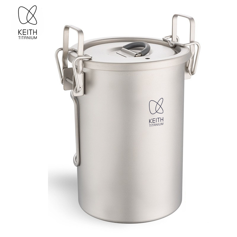 Camping Cooking Pot - KEITH 純チタン製 炊飯クッカー 900ml 超軽量 折りたたみハンドル