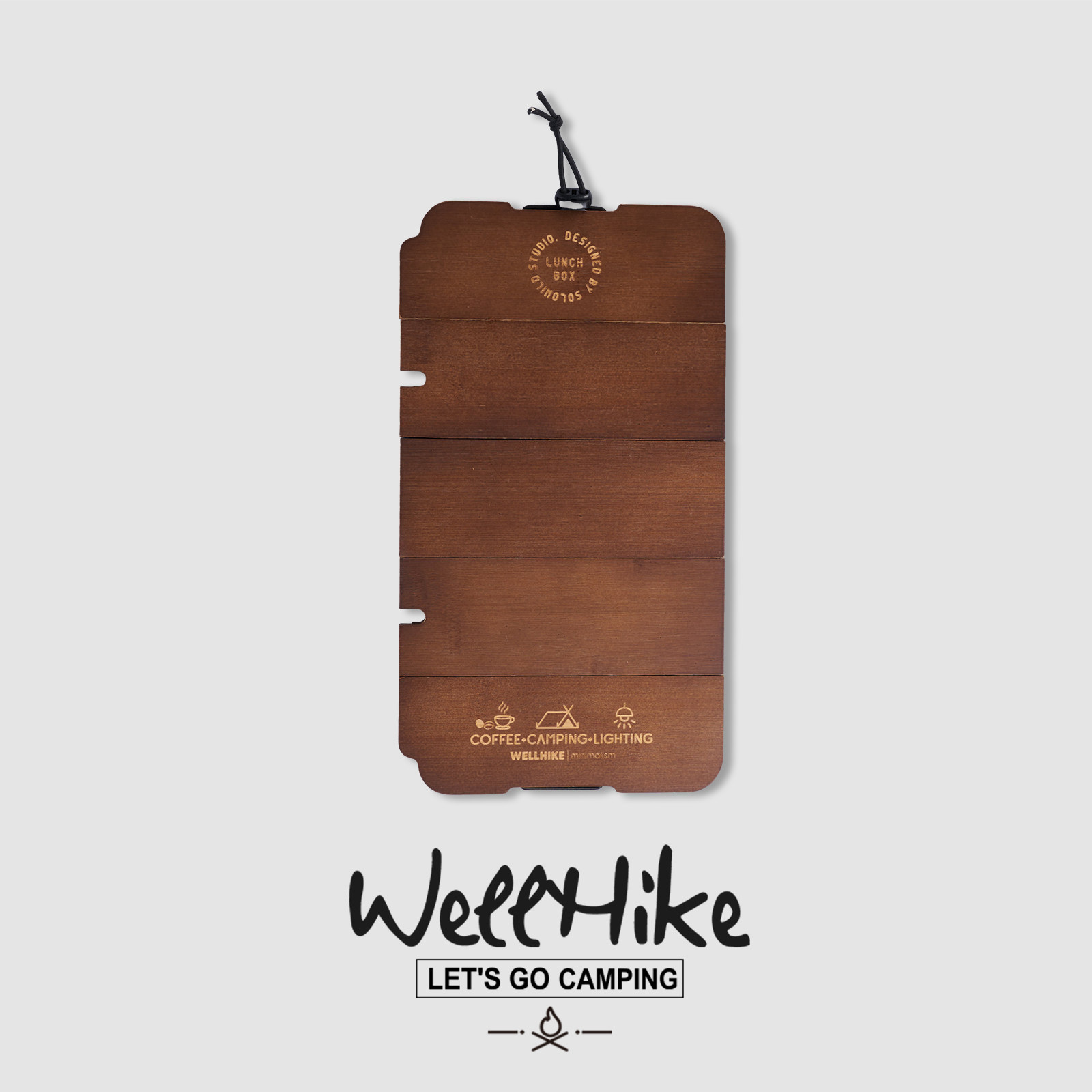 Camping Cooking Box - WELLHIKE ランチボックス 5 つ折り木製ボードテクスチャレトロアウトドアキャンプピクニックコーヒーメタルボックスアクセサリー