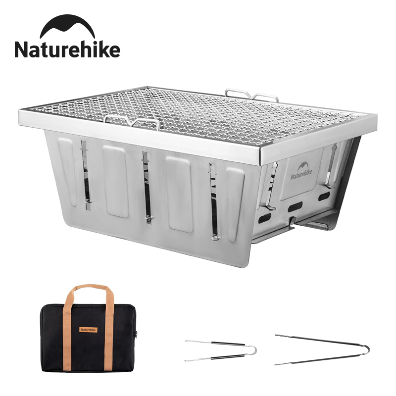 Camping Cooking Table - Naturehike キャンプ用チャコールグリル IGTテーブル用 ポータブル折りたたみ式バーベキューグリル トング付き アウトドア車載調理用BBQラック
