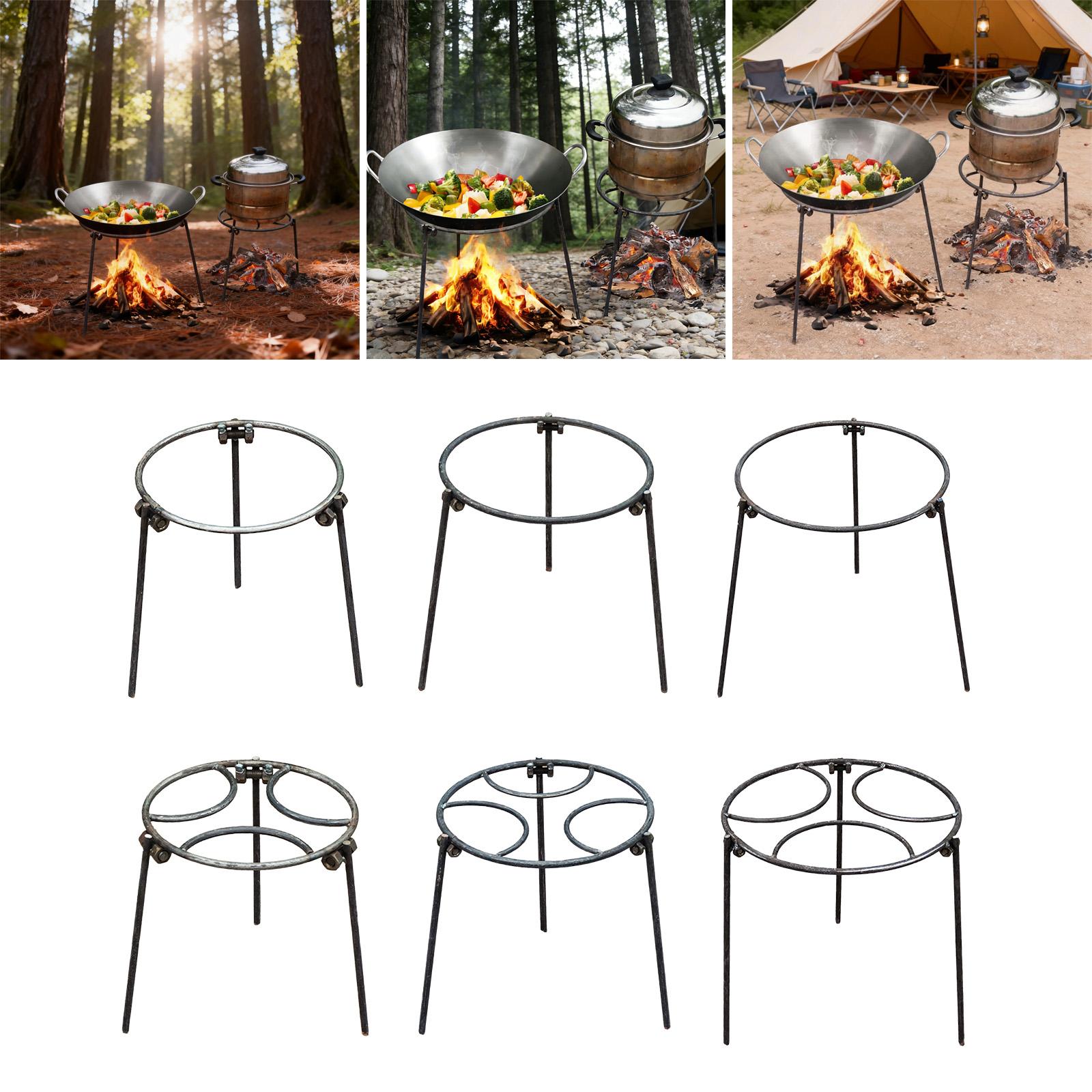 Camping Cooking Dutch Oven - キャンプファイヤー三脚、ダッチオーブン多目的中華鍋ホルダー、焚き火調理スタンド折りたたみ式キャンプグリル、裏庭グリルBBQ芝生用