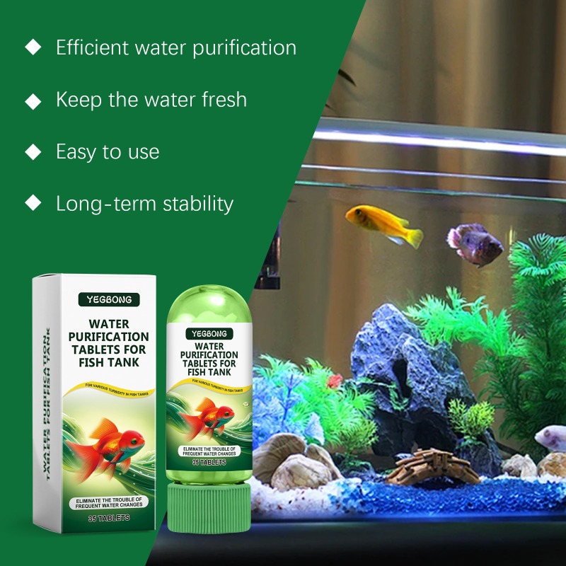 Water Purification Tablet - 水槽用浄水タブレット 効率的な鮮度保持 簡単使用 長期安定性 水槽の消臭と藻類除去に
