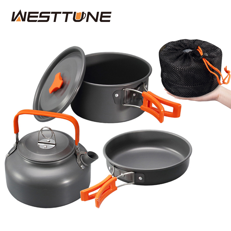 Camping Cooking Pot - WESTTUNE キャンプ調理器具キット アルミ アウトドア ポータブル クッキングセット