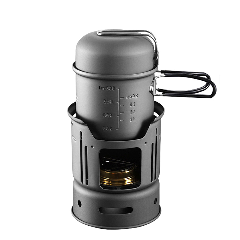 Camping Cooking Alcohol - アウトドアキャンプ用ステンレス鋼アルコールストーブ、アルミニウム合金調理器具、ピクニック調理、ハイキングバーベキュー、旅行ツール