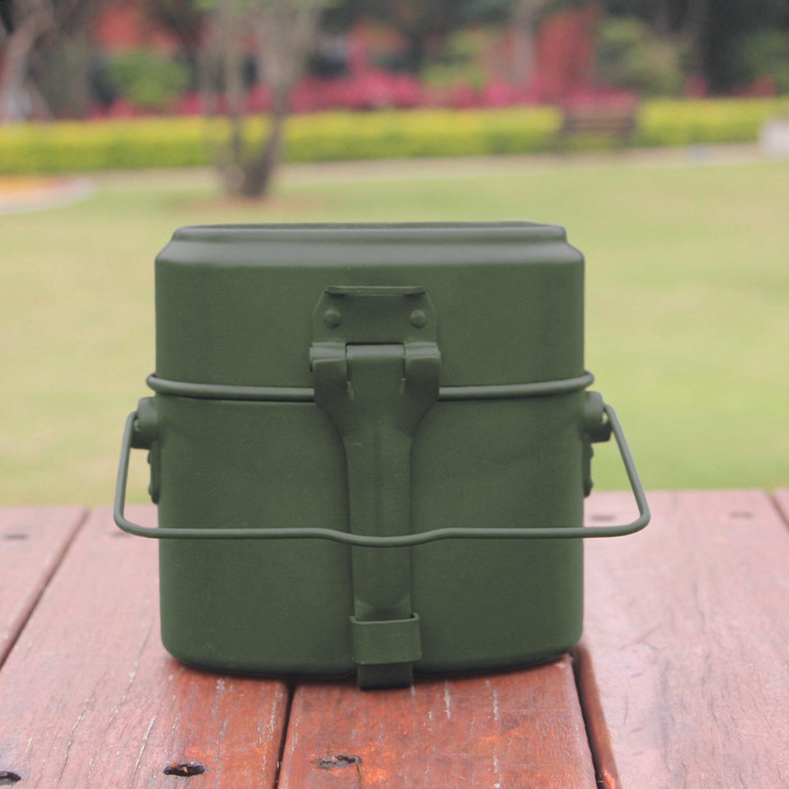 Camping Cooking Box Set - アウトドアクッキングポットセット アルミ製ランチボックス 保温パン メスキット フードコンテナ バックパッキング旅行用