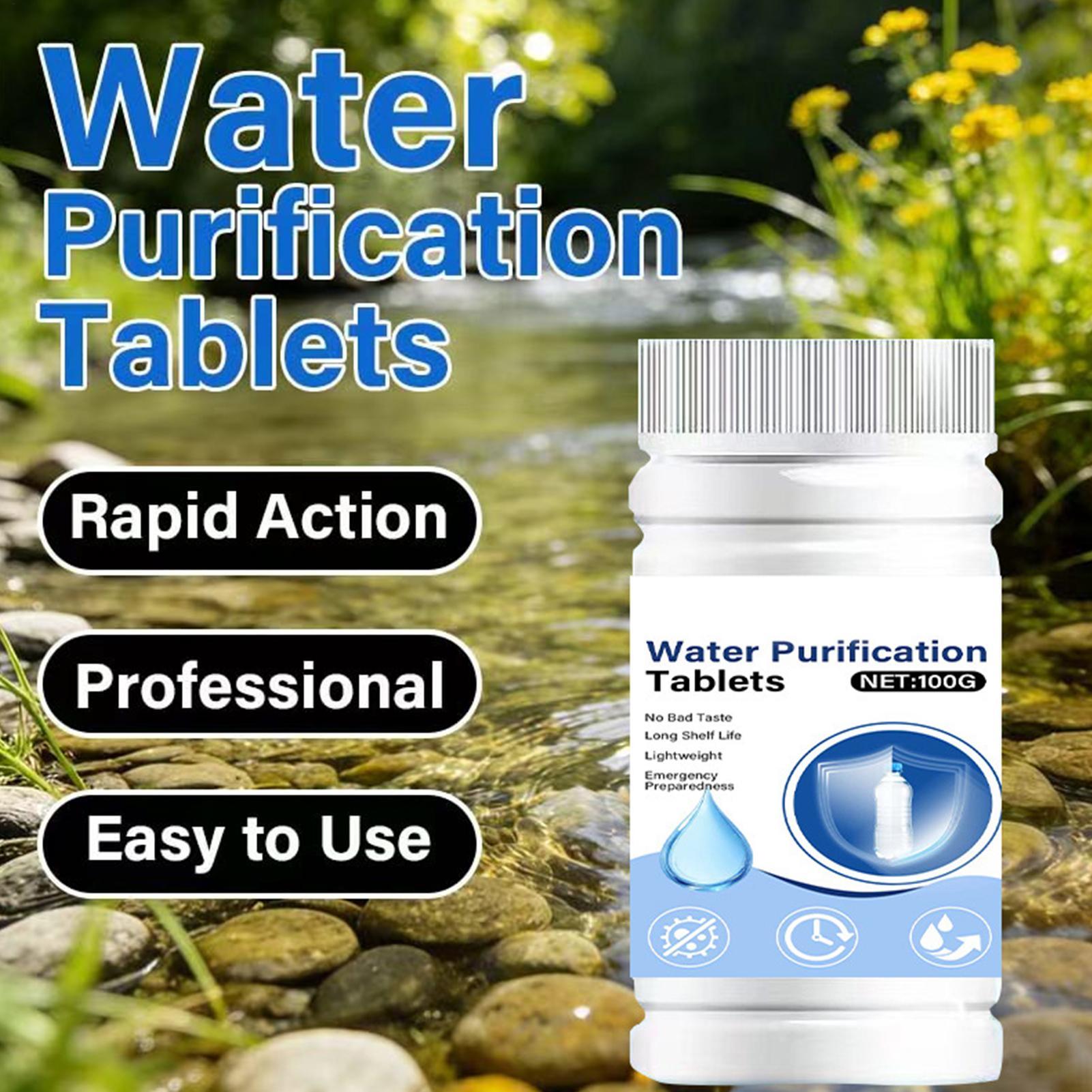 Water Purification Tablet - 速溶性浄水タブレット 携帯用 効果的な緊急用飲料水浄化剤 キャンプ ハイキング バックパッキング用