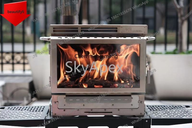Camping Cooking Materials - a38耐久性のあるステンレス鋼製屋外薪ストーブ - ポータブルキャンプバーベキュー調理器具（テント暖房＆調理機能付き）