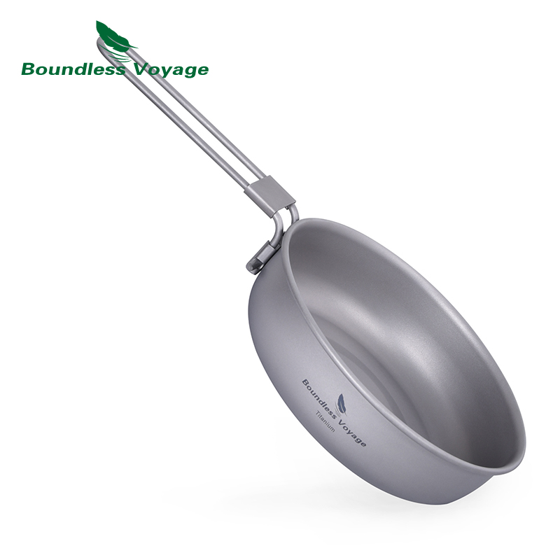 Camping Cooking Pot - 折りたたみ式ハンドル付き超軽量チタンフライパン,屋外キャンプフライパン,皿,ti15170b