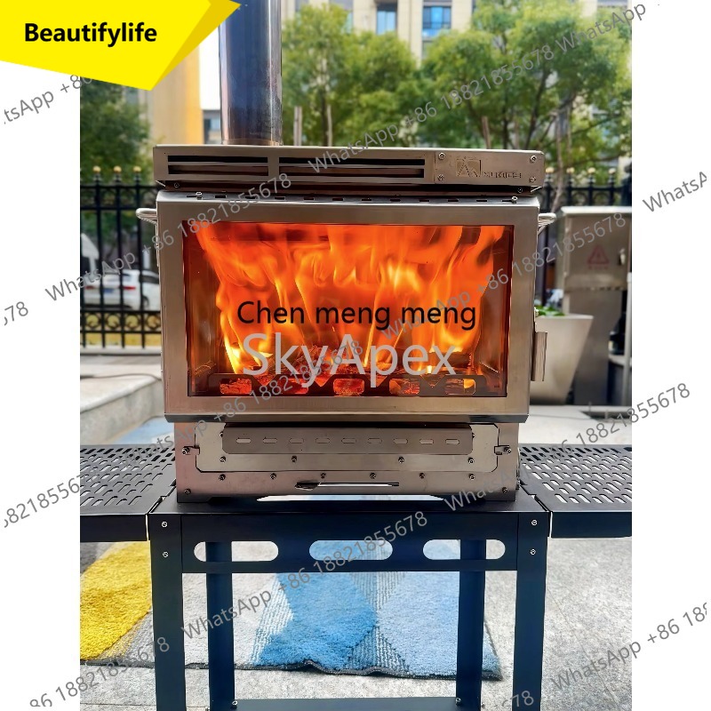 Camping Cooking Materials - A55耐久性のあるステンレス製屋外薪ストーブ - ポータブルキャンプバーベキュー調理器具（テント暖房＆調理機能付き）