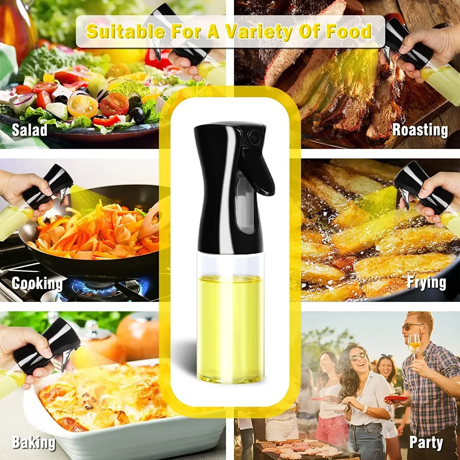 Camping Cooking Oil Container - 500ml プラスチック製オイルスプレーボトル キッチン調理用オリーブオイルディスペンサー キャンプBBQベーキング用 酢醤油スプレーヤー容器