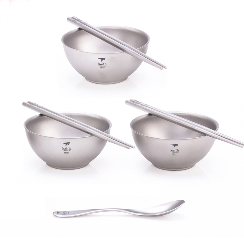 Camping Cooking Box Set - キースクッキングセット、チタンボウル箸スプーンホームキット、キャンプ旅行ハイキング食器、ヌードルコンテナボウル、ギフトボックス