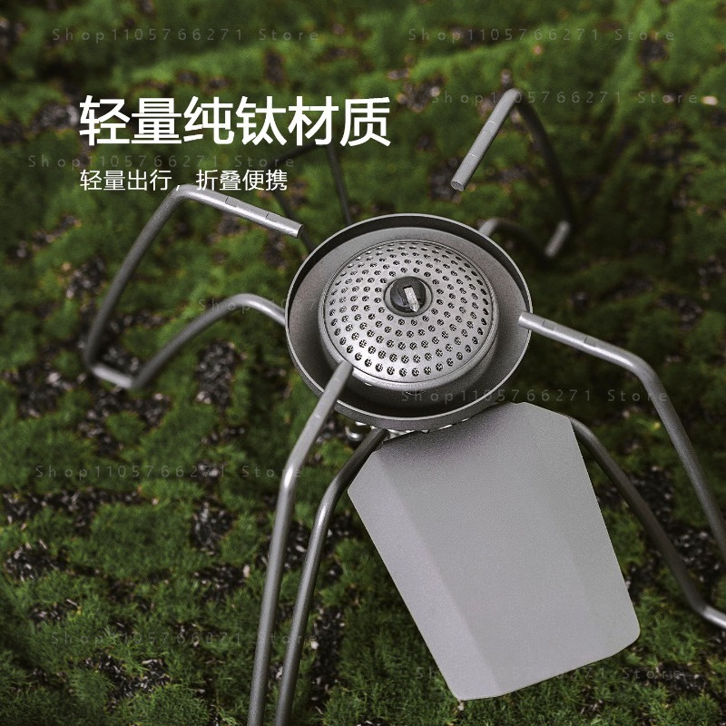 Camping With Cooking - マイクロレギュレーター付きスパイダーストーブ、純チタン製ポータブルキャンプガス、超軽量折りたたみバーナー（アウトドア料理、ハイキング、ピクニック用）