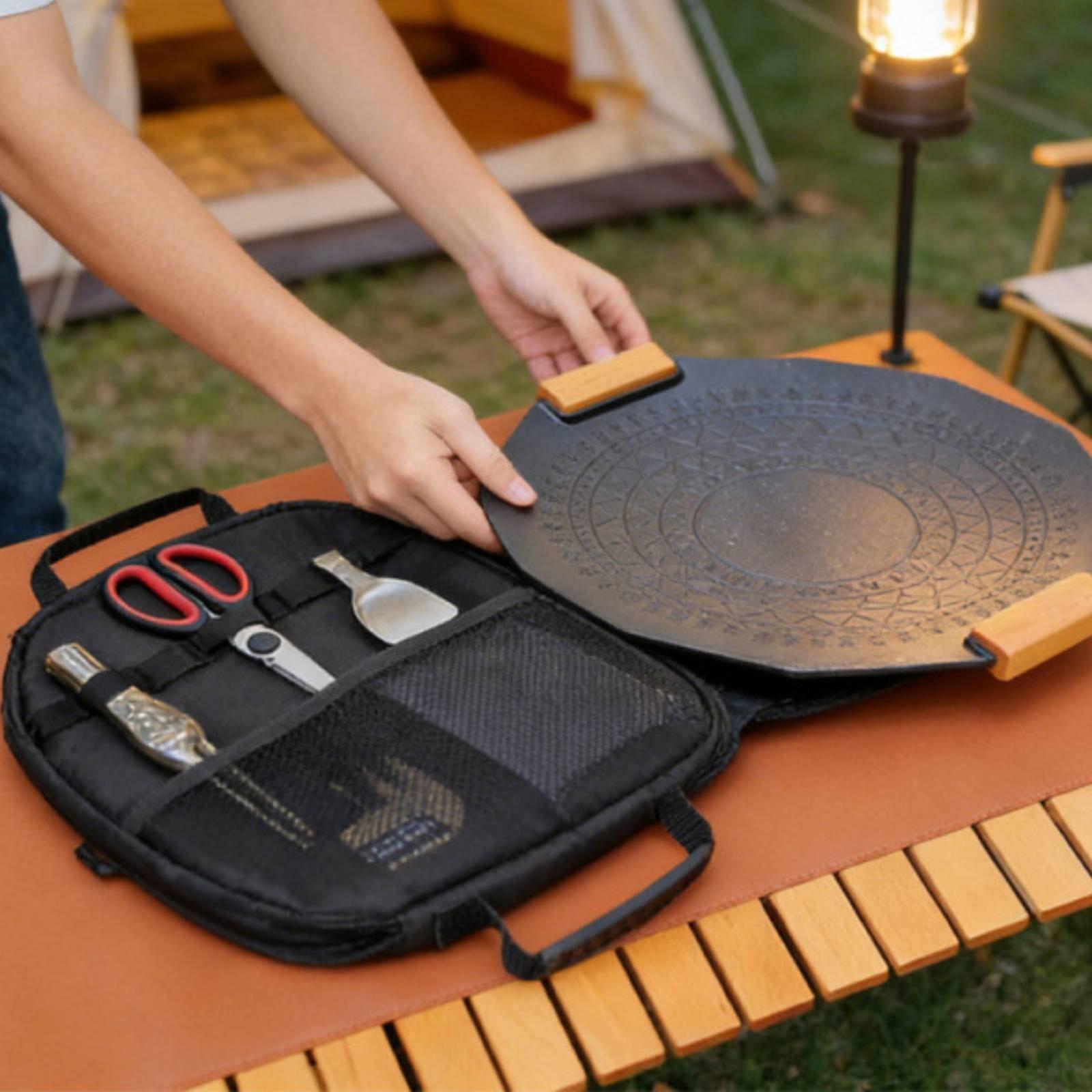 Camping Cooking Bag - フライパン収納バッグ ポータブルスキレットキャリーバッグ 頑丈なグリルパンポーチ キャンパー、ピクニック、キャンプ、アウトドアクッキング用