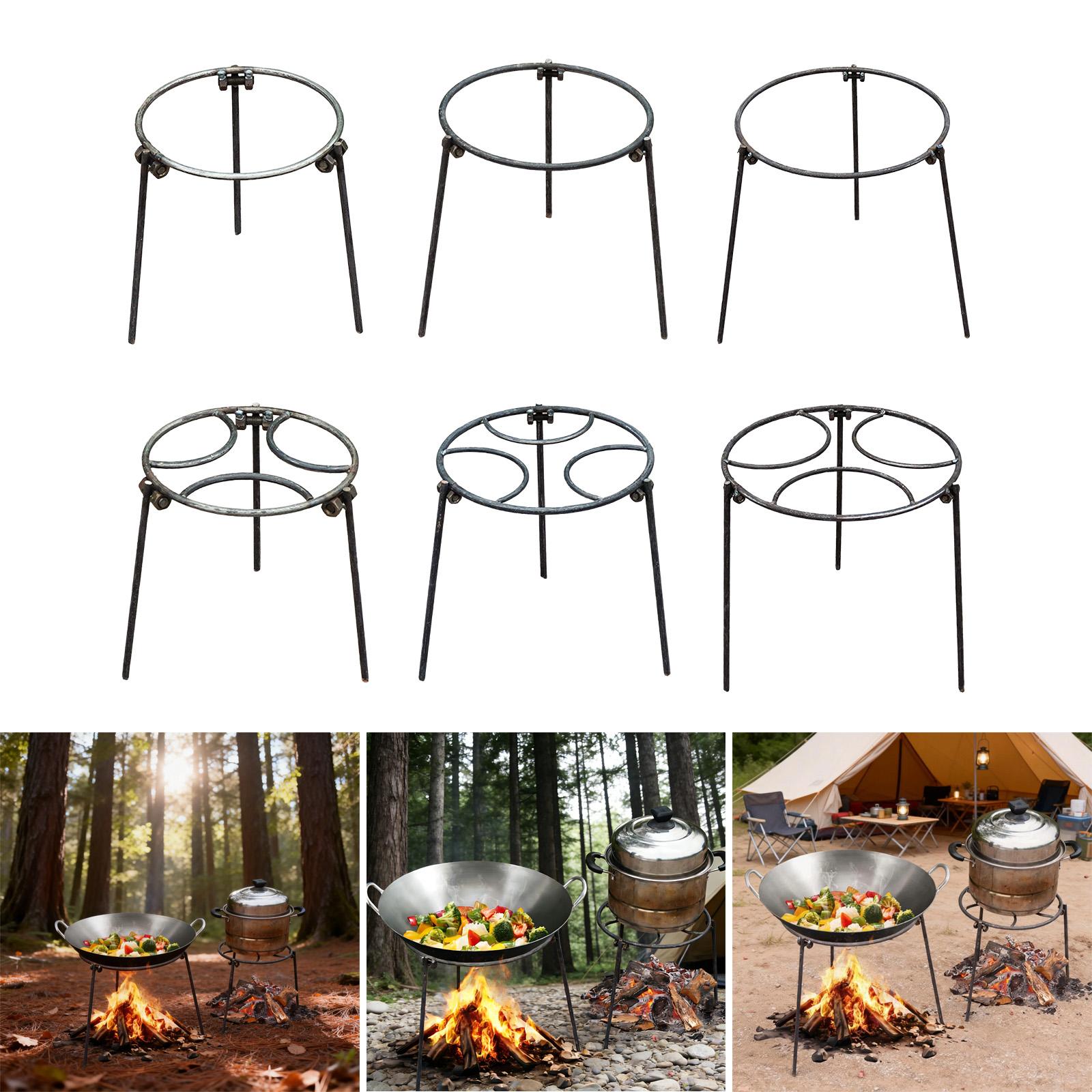 Camping Cooking Open Fire - 折りたたみ式焚き火三脚、丈夫な鍋置き、焚き火調理用グリルスタンド、アウトドアキャンプ用調理器具アクセサリー