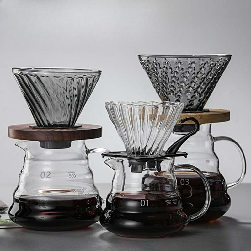 Camping Cooking Gear - 注ぎ込み式コーヒーメーカーセット 高耐熱ホウケイ酸ガラス 注ぎ込み式コーヒードリッパー カラフェ 家庭用 カフェ