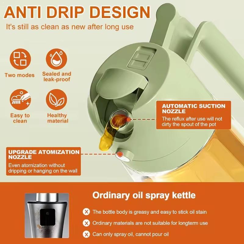 Camping Cooking Oil Container - 2-in-1スプレーヤー兼注油器、470ml空オイルボトル、オイル容器ディスペンサー、スプレーヤー、キッチンバーベキューキャンプ用調理器具