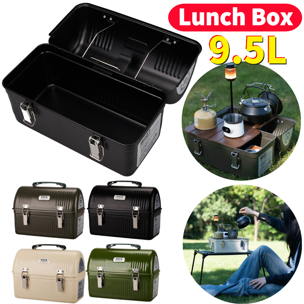 9.5L ヴィンテージ キャンプ用メタルランチボックス ハン - Camping Cooking Box のレビューと価格