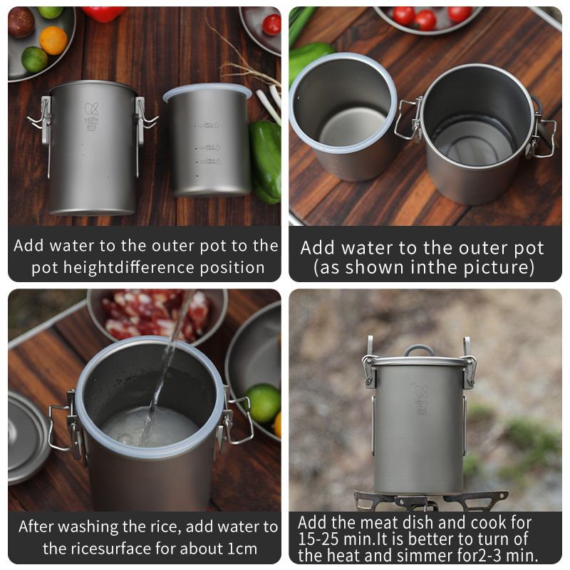 KEITH 純チタン製 炊飯クッカー 900ml 超軽量 折 - Camping Cooking Pot のレビューと価格