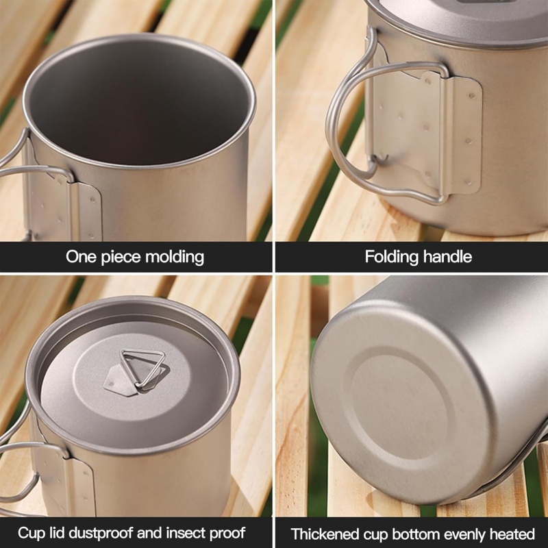 折りたたみハンドル付きチタン製キャンプマグ 軽量ポータブルア - Camping Cooking Gear のレビューと価格