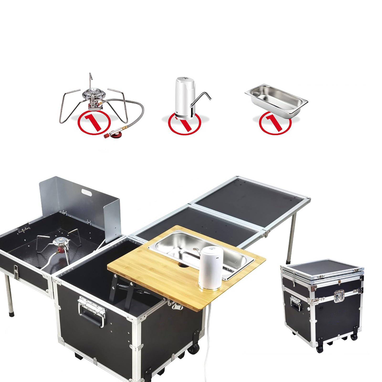 屋外キャンプ用調理セット キャンピングモバイルキッチンボック - Camping Cooking Box Set のレビューと価格