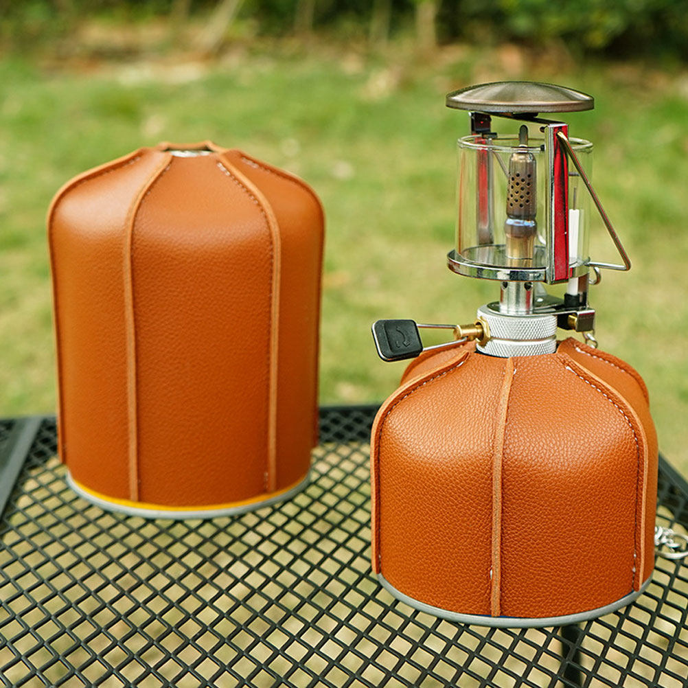 1 個ガスタンク保護カバーブラウン PU 素材キャンプガスタ - Camping Cooking Materials のレビューと価格