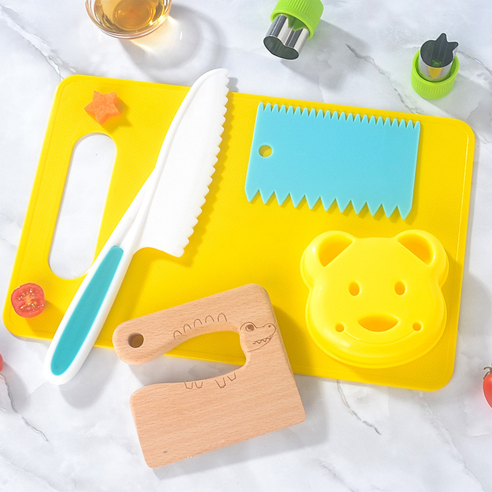 プラスチックキッチンツール子供用まな板ナイフセット子供の安全 - Camping Cooking With Kids のレビューと価格