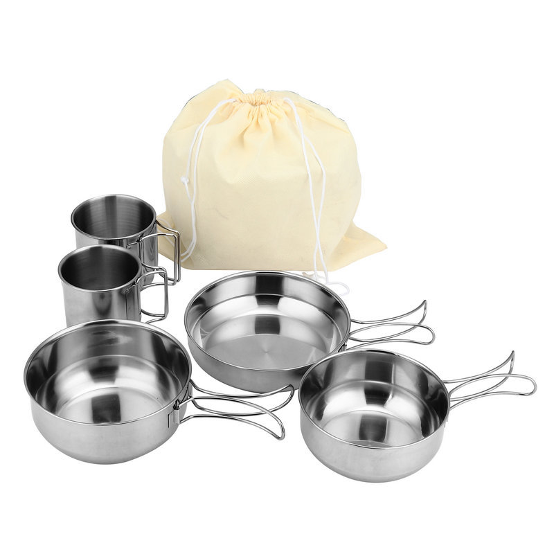 折りたたみ式5ピースカップキッチン鍋フライパンセット屋外調理 - Camping Cooking Box Set のレビューと価格