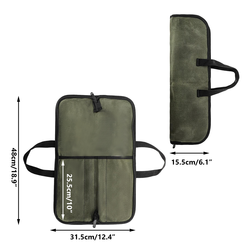 ワックスキャンバス製ナイフロールバッグ、多機能ポータブルシェ - Camping Cooking Bag のレビューと価格