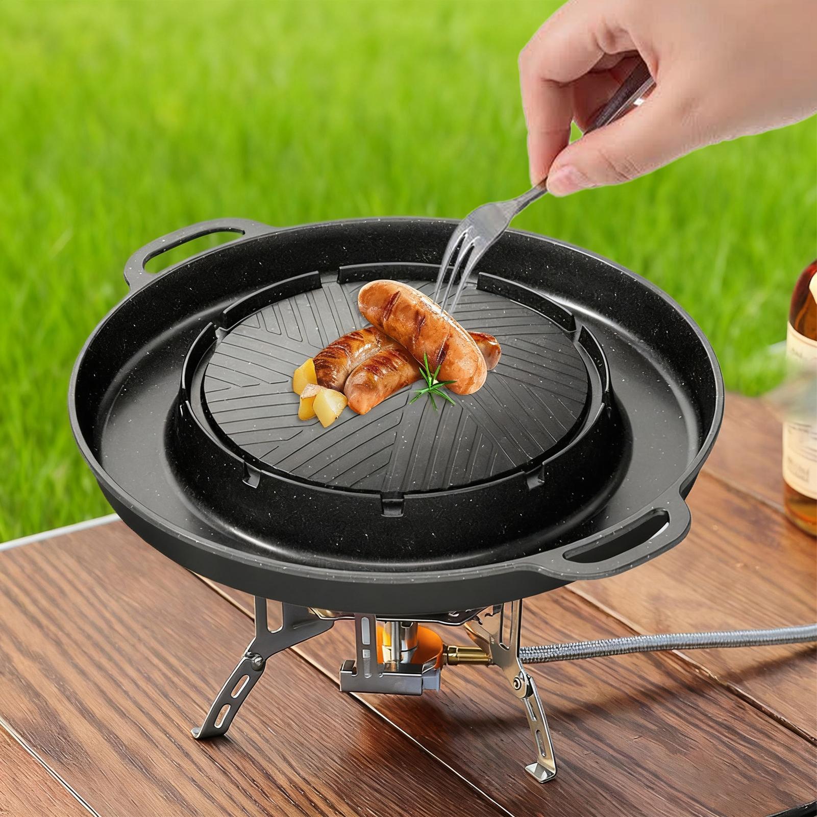 2-in-1 グリル＆ホットパン（コンロ用）、ノンスティック - Camping Cooking Table のレビューと価格