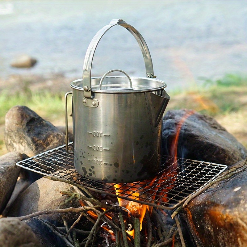 1PC コンパクトでポータブル 1.2L 屋外スチールケトル - Camping Cooking Ware のレビューと価格