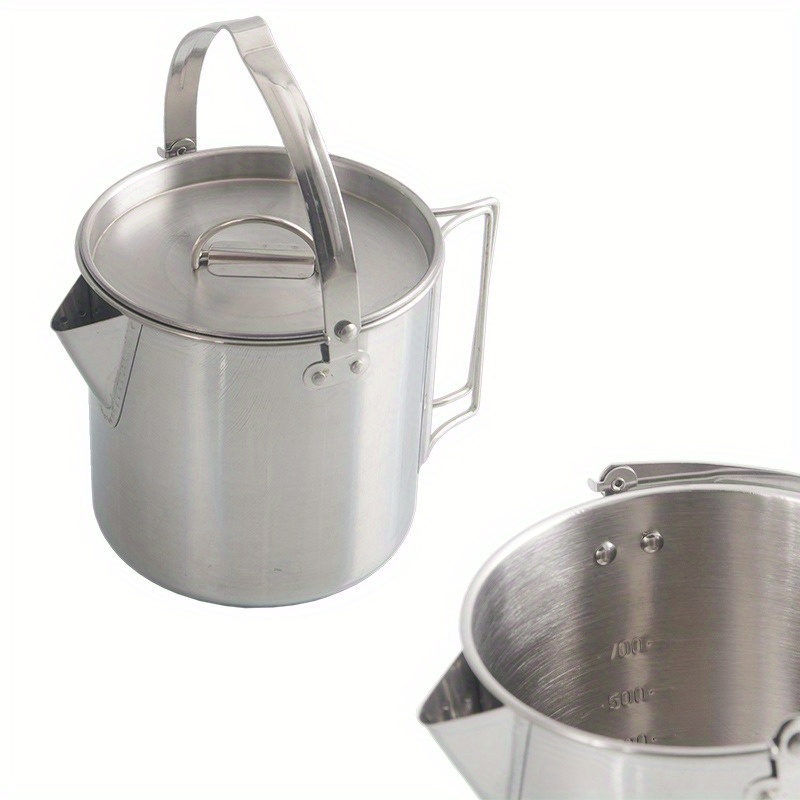 1PC コンパクトでポータブル 1.2L 屋外スチールケトル - Camping Cooking Ware のレビューと価格