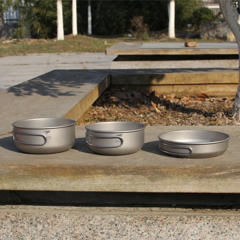 キース 3 個チタン調理器具パンボウルセット折りたたみハンド - Camping Cooking Pot のレビューと価格