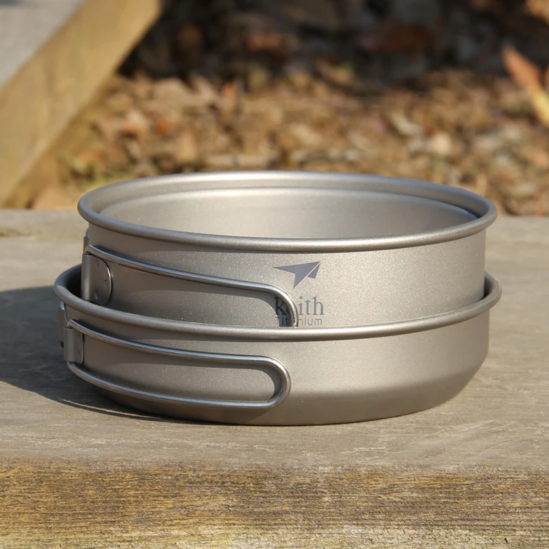 キース 3 個チタン調理器具パンボウルセット折りたたみハンド - Camping Cooking Pot のレビューと価格