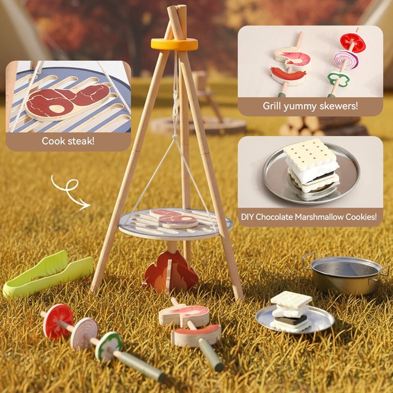 木製キッズキャンプバーベキュートイセット キャンプファイヤー - Camping Cooking With Kids のレビューと価格