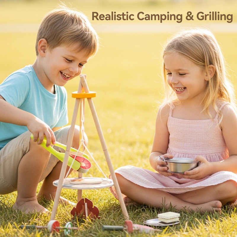木製キッズキャンプバーベキュートイセット キャンプファイヤー - Camping Cooking With Kids のレビューと価格