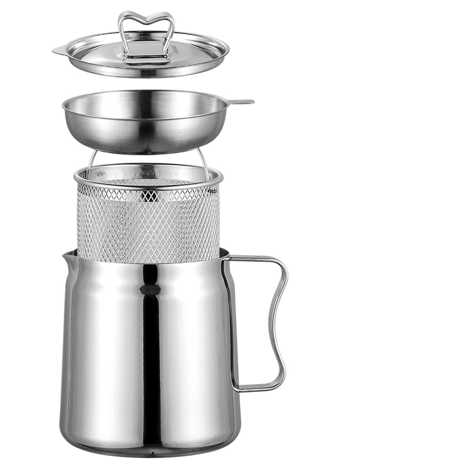 ディープフライヤーセット ステンレスオイルフィルター付きポッ - Camping Cooking Oil Container のレビューと価格
