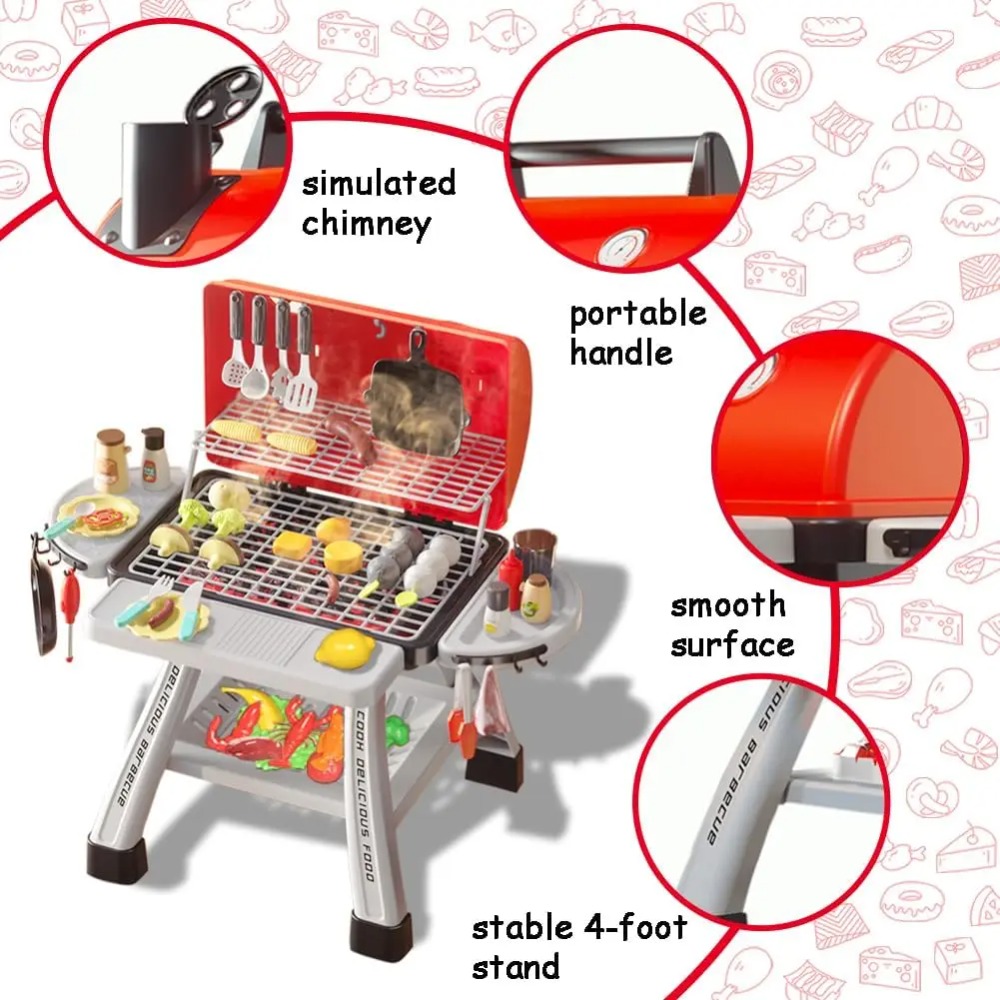 バーベキューグリルおもちゃセット子供用バーベキューごっこ遊び - Camping Cooking With Kids のレビューと価格