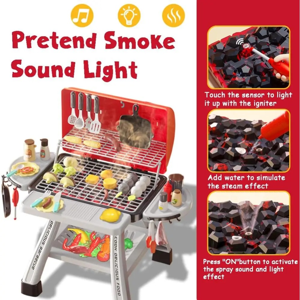 バーベキューグリルおもちゃセット子供用バーベキューごっこ遊び - Camping Cooking With Kids のレビューと価格
