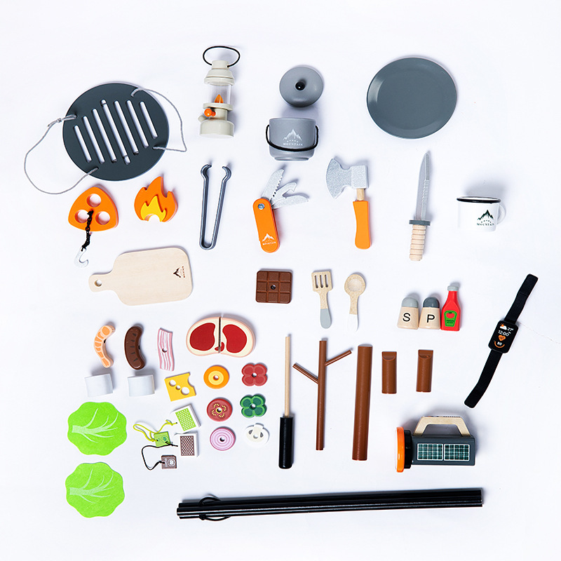 子供向け教育玩具 面白いBBQ木製キッチンごっこ遊びセット  - Camping Cooking With Kids のレビューと価格