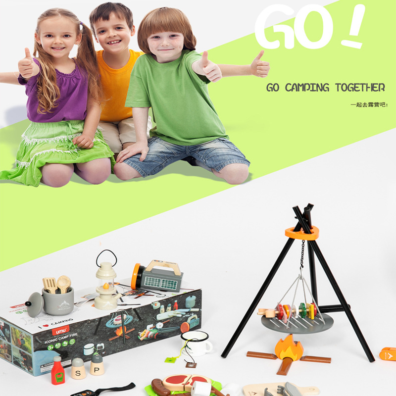 子供向け教育玩具 面白いBBQ木製キッチンごっこ遊びセット  - Camping Cooking With Kids のレビューと価格