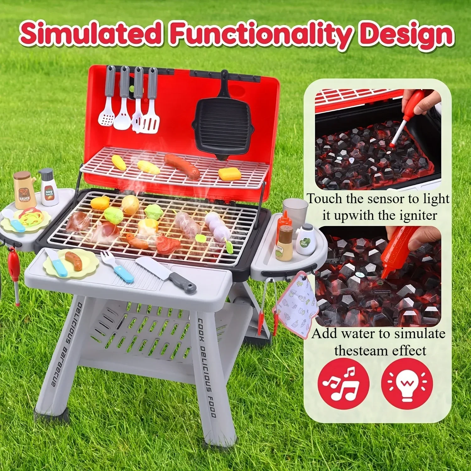バーベキューグリルおもちゃセット子供用バーベキューごっこ遊び - Camping Cooking With Kids のレビューと価格