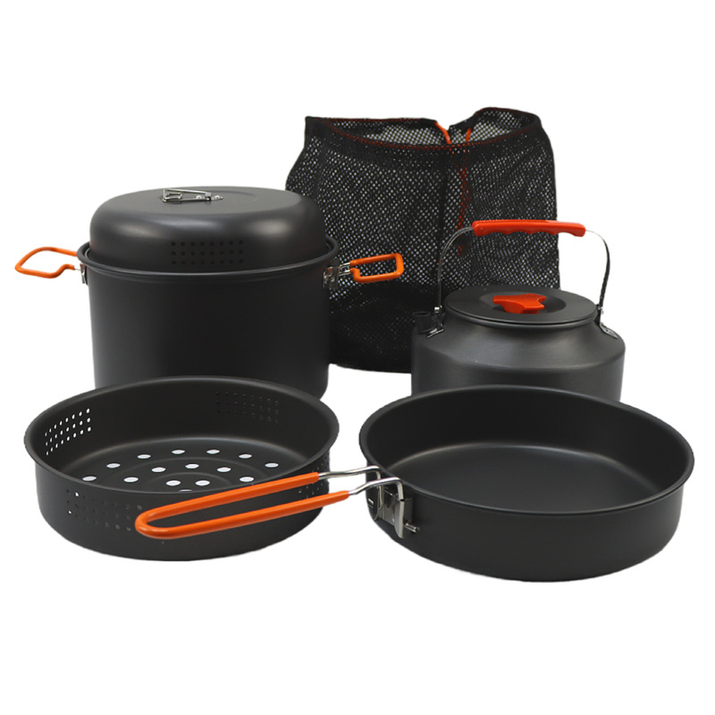 屋外調理器具セット、キャンプ調理鍋、ケトル、蒸し器、フライパ - Camping Cooking Frying Pan のレビューと価格