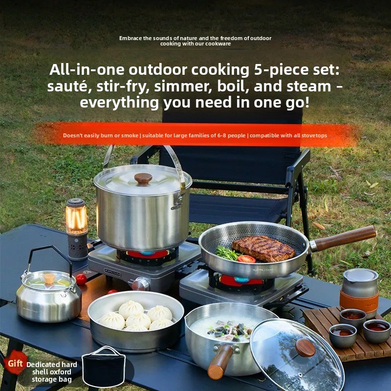 ポータブルキャンプ調理器具セット多機能カセットストーブ調理鍋 - Camping Cooking Frying Pan のレビューと価格