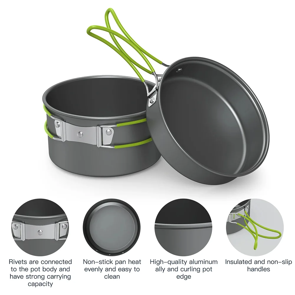 屋外調理キャンプ用具セット 2～3人用 4ピース硬質アルミニ - Camping Cooking Materials のレビューと価格