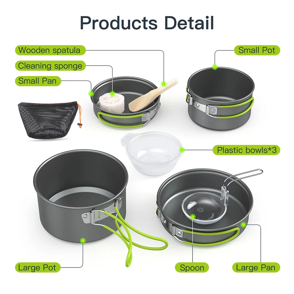 屋外調理キャンプ用具セット 2～3人用 4ピース硬質アルミニ - Camping Cooking Materials のレビューと価格