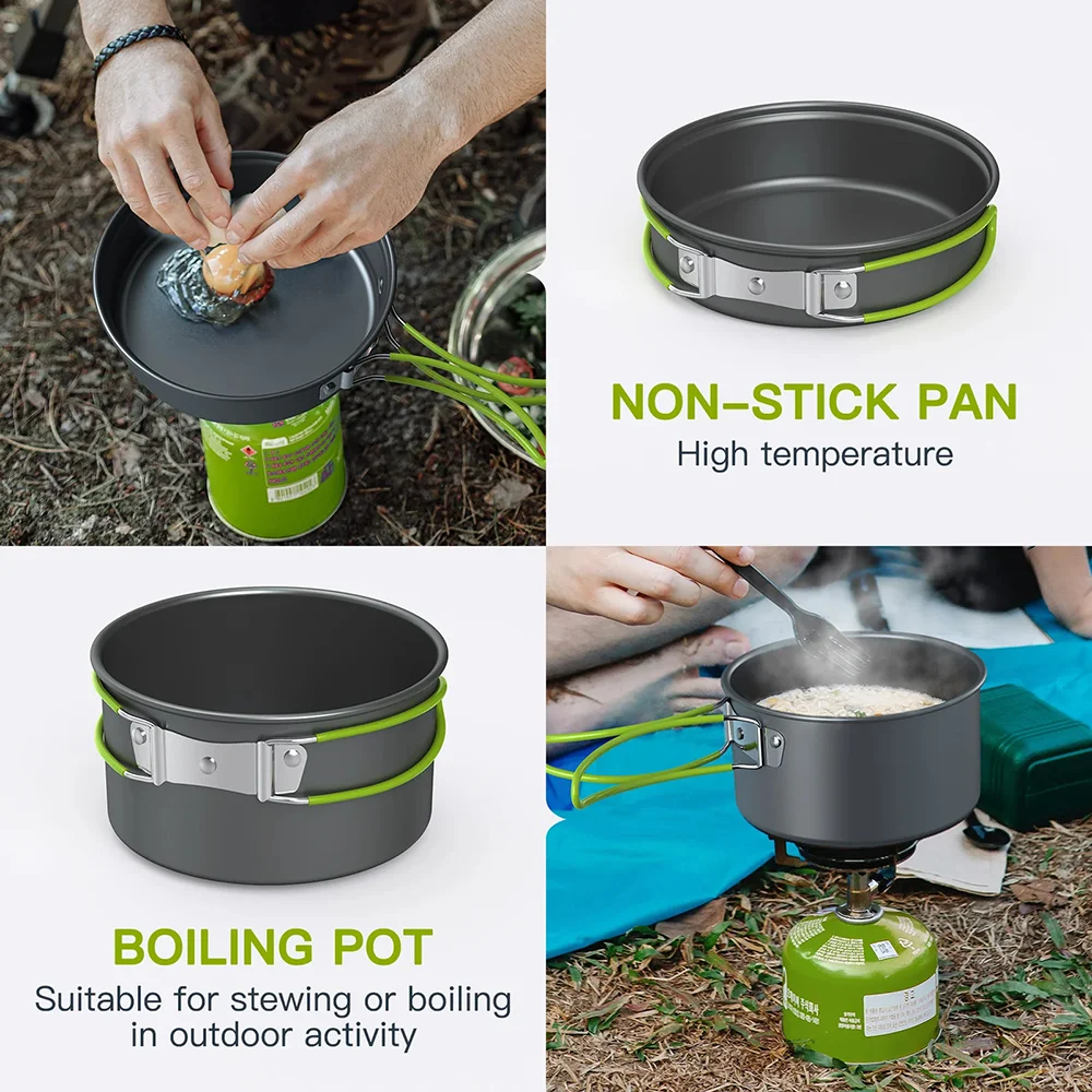 屋外調理キャンプ用具セット 2～3人用 4ピース硬質アルミニ - Camping Cooking Materials のレビューと価格