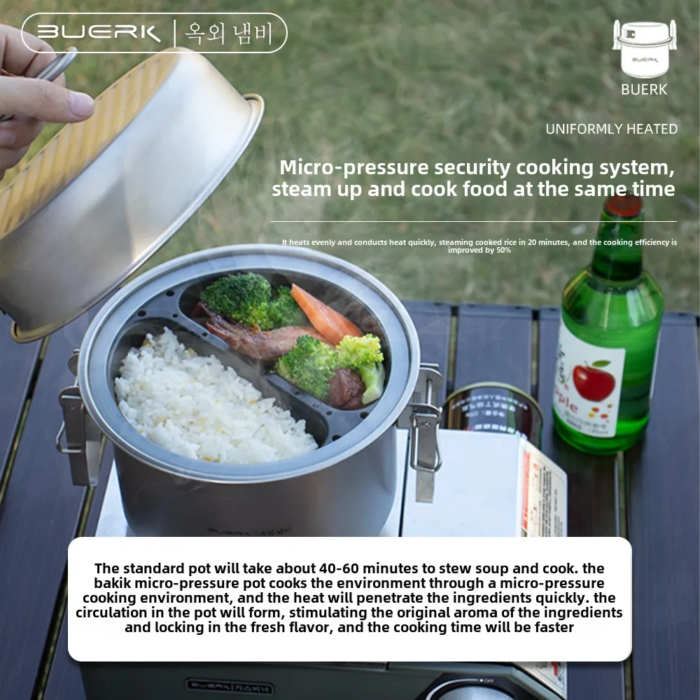 304ステンレス鋼のマイクロプレッシャークッカー、蒸し鍋とフ - Camping Cooking Pot のレビューと価格