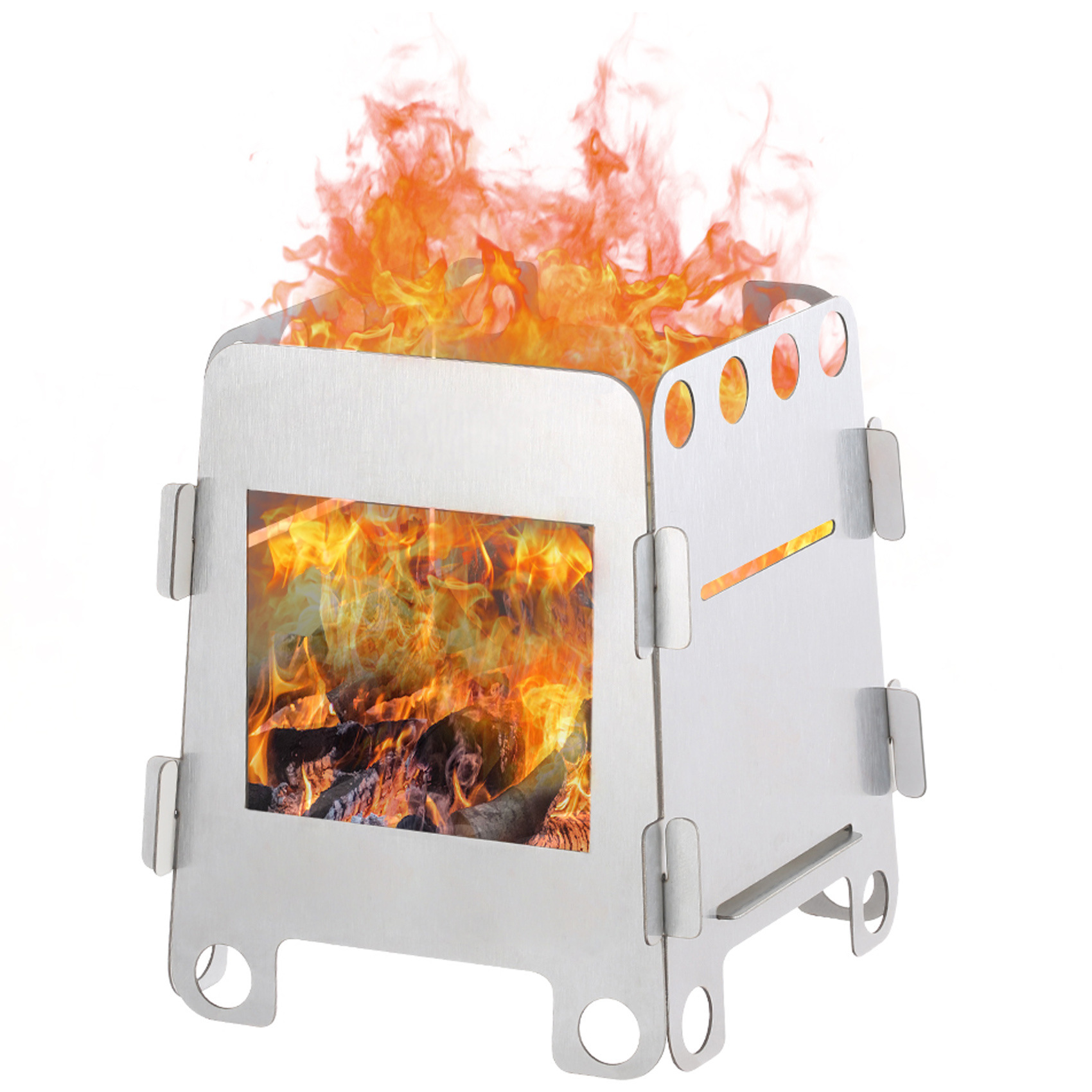 ポータブルアルコール/薪ストーブ、ステンレス製折りたたみ式キ - Camping Cooking Alcohol のレビューと価格