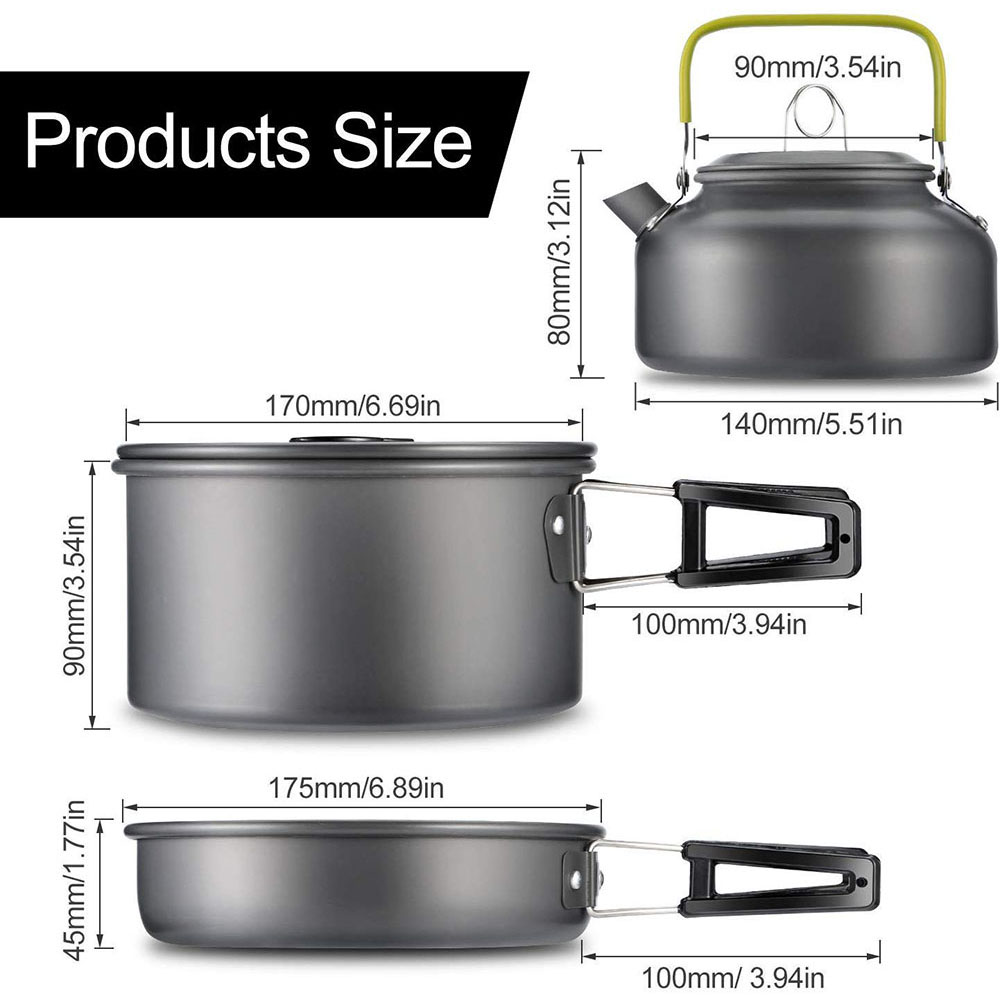 アルミ合金製のアウトドアキャンプ用調理器具セット、鍋にこびり - Camping Cooking Pot のレビューと価格