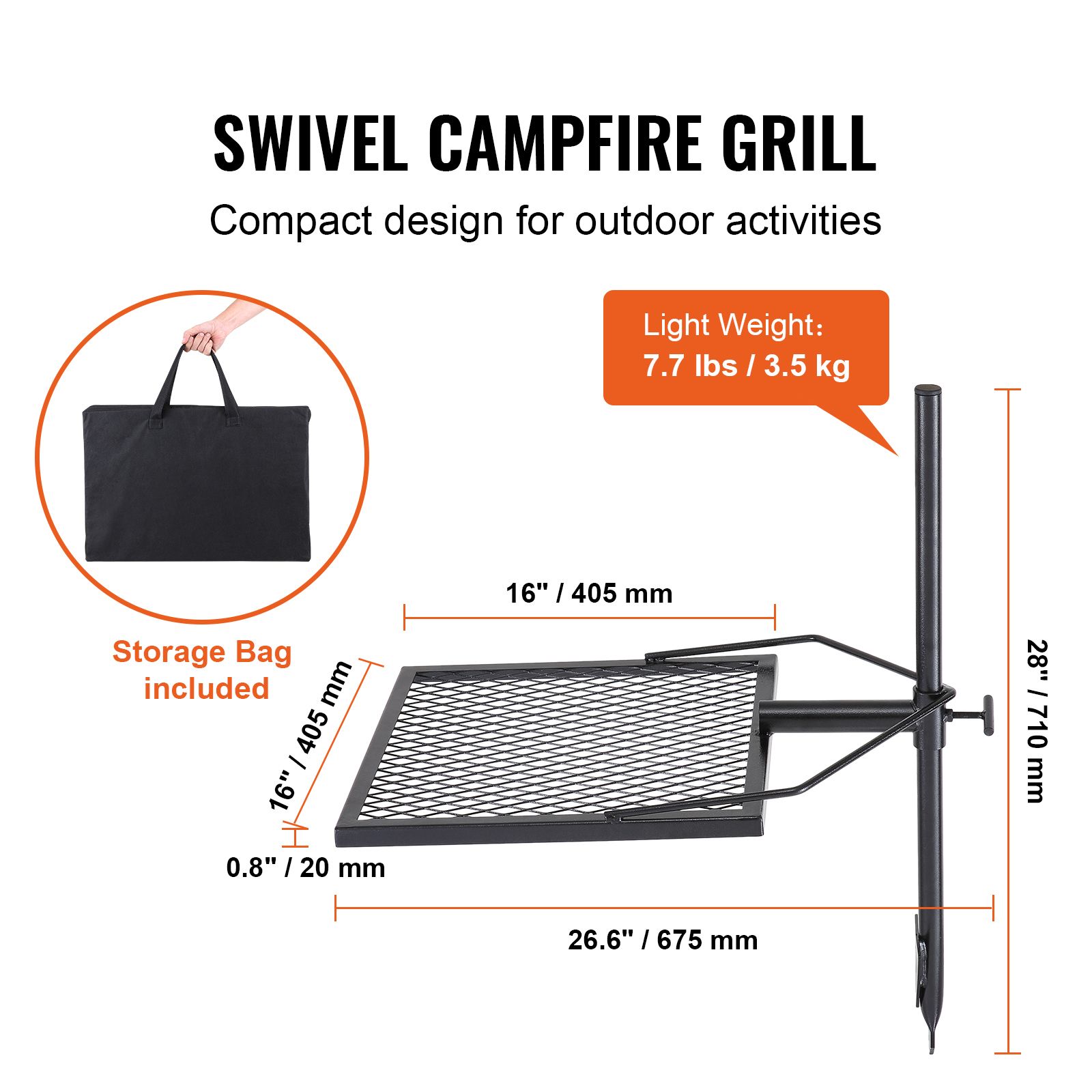 回転式キャンプファイヤーグリル、焚き火台用グリル網、頑丈なス - Camping Cooking Open Fire のレビューと価格